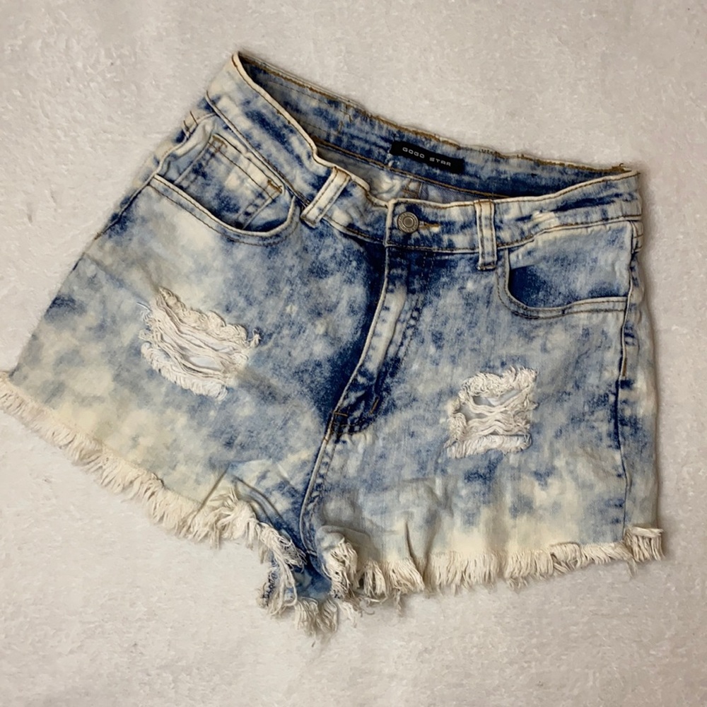 Whitewash / bleached jean shorts